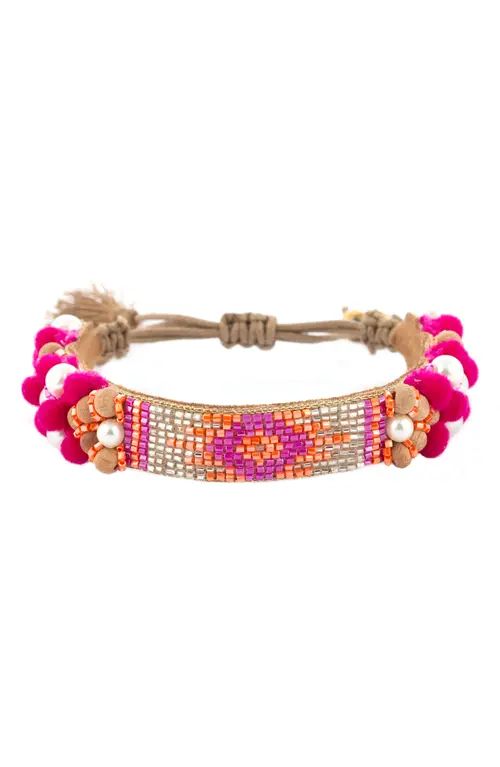 Deepa Gurnani Alessia Glass Bead Bracelet in Fuschia at Nordstrom | Nordstrom