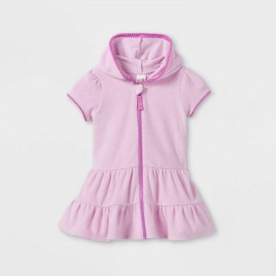 Toddler Girls' Front Zip-Up Hooded Loop Terry Cover Up - Cat & Jack™ Purple | Target
