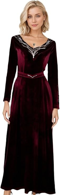 Womens Rhaenyra Cosplay Costume Womens Long Red Dress Waistband Necklace Halloween Outfits Props ... | Amazon (US)