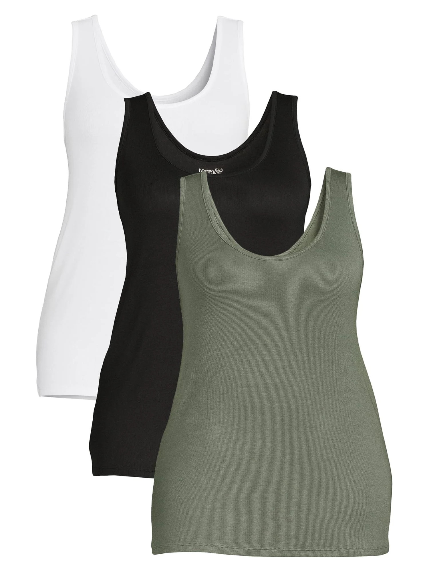 Terra & Sky Women's Plus Size Everyday Essential Layering Tank Top, 3-Pack | Walmart (US)