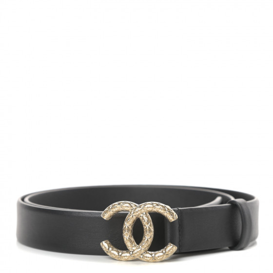 CHANEL Calfskin CC Belt 85 34 Black | Fashionphile