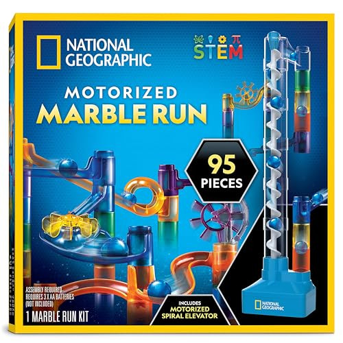 National Geographic Marble Run with Motorized Elevator - 95-Piece Marble Maze Kit with Motorized Spiral Lift, 20 Marbles, Storage Bag & More, Perpetual Motion Machine, Marble Game, Kids Physics Toys | Amazon (US)