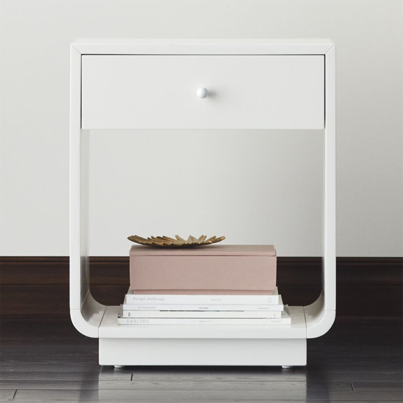 Bowed White Lacquered Nightstand + Reviews | CB2 | CB2