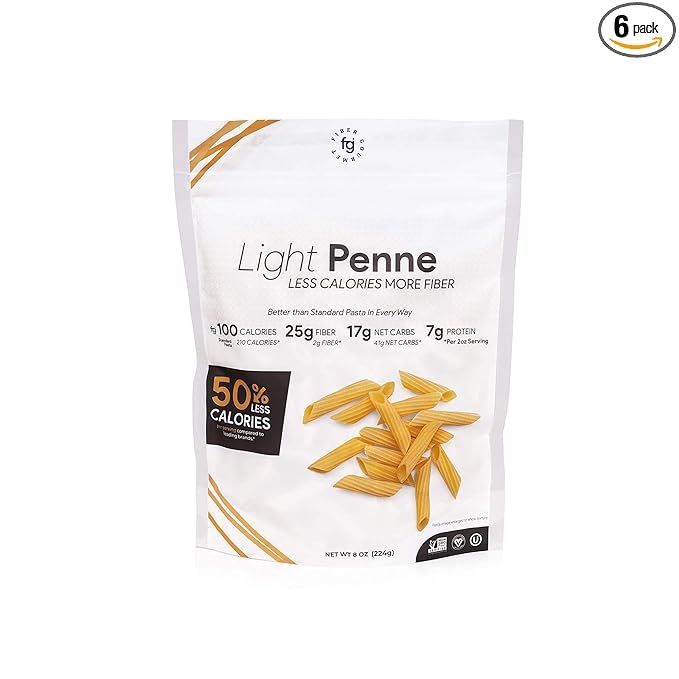 Fiber Gourmet Pasta - Light Penne Pasta - Fiber-Rich, Low Calorie Healthy Pasta - Made in USA, Ko... | Amazon (US)