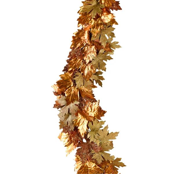 The Holiday Aisle® Glitter Gold & Copper Maple Leaf Garland, Faux Fall Garland For Thanksgiving ... | Wayfair Professional