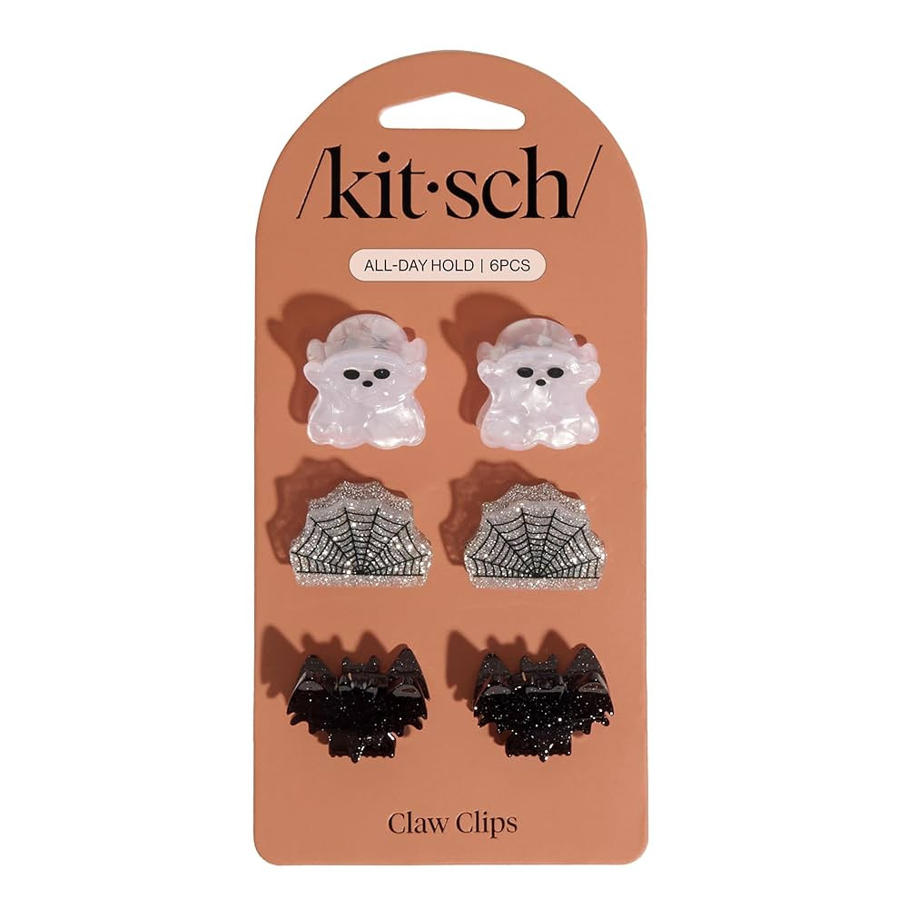 Kitsch Recycled Plastic Mini Claw Clips – Halloween Hair Clips with Ghost, Web & Bat Designs ... | Amazon (US)