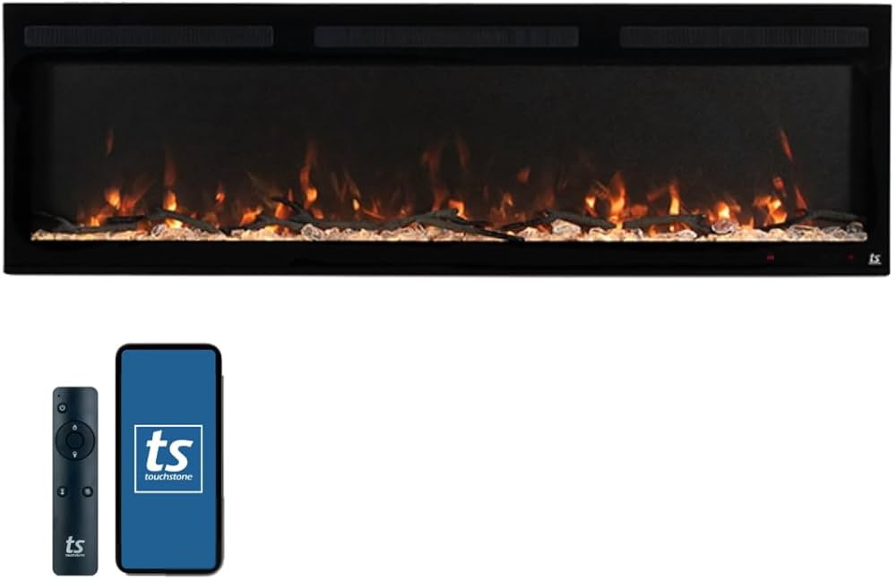 Touchstone Smart Electric Fireplace-The Sideline Fury 65 Inch Wide- 4.5 Inch Thin In Wall Recesse... | Amazon (US)
