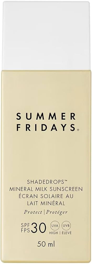 Summer Fridays ShadeDrops Broad Spectrum SPF 30 Mineral Milk Face Sunscreen with Zinc Oxide - Lig... | Amazon (US)
