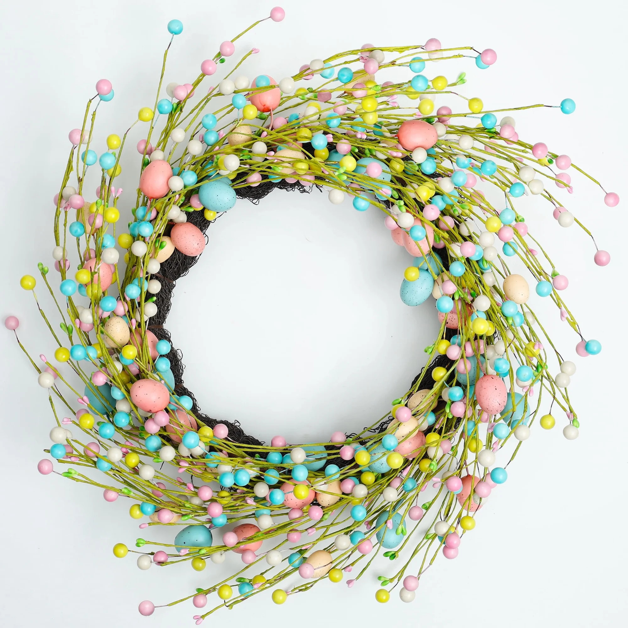Anjinsoft 24 Inch Colorful Decorative Easter Egg Artificial Wreath, Multicolor, 1 Pack | Walmart (US)