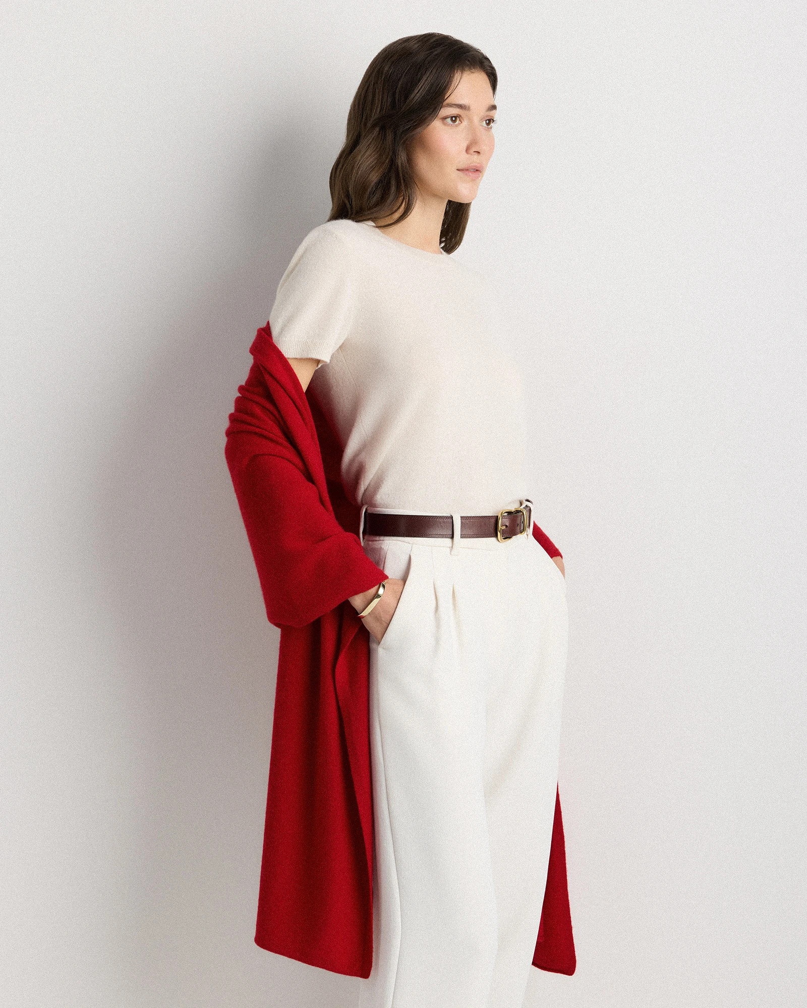 Quince | Women's Mongolian Cashmere Wrap in Black | Quince