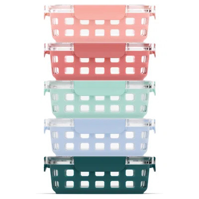 Meal Prep Sets Glass Food Storage Container With Silicone Sleeve And Airtight BPA-Free Plastic Lids, Dishwasher, Microwave, And Freezer Safe(5PC/Melon | Wayfair North America