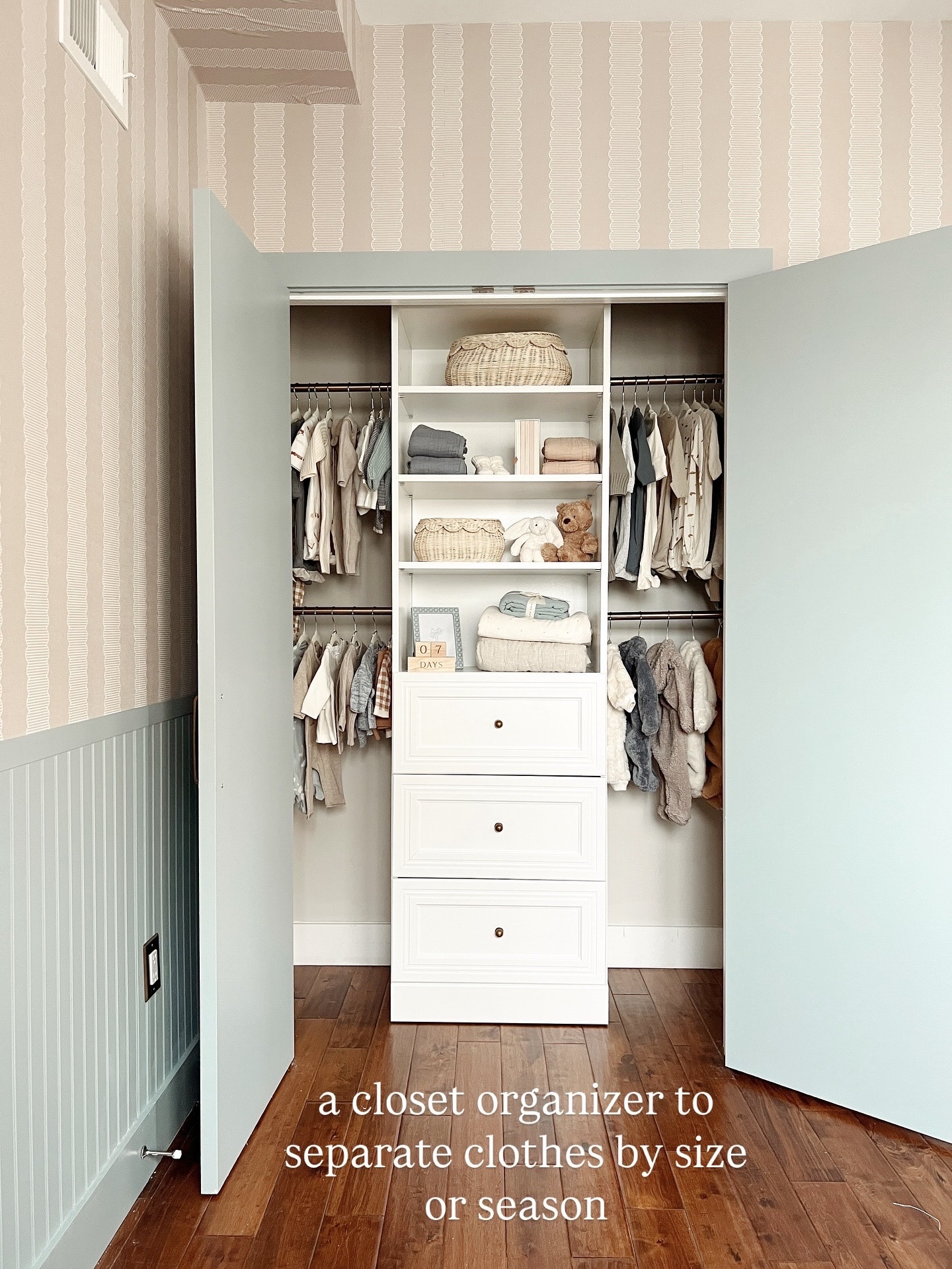 Nursery closet organizer to separate clothes by size or season for baby 

#LTKBaby #LTKHome