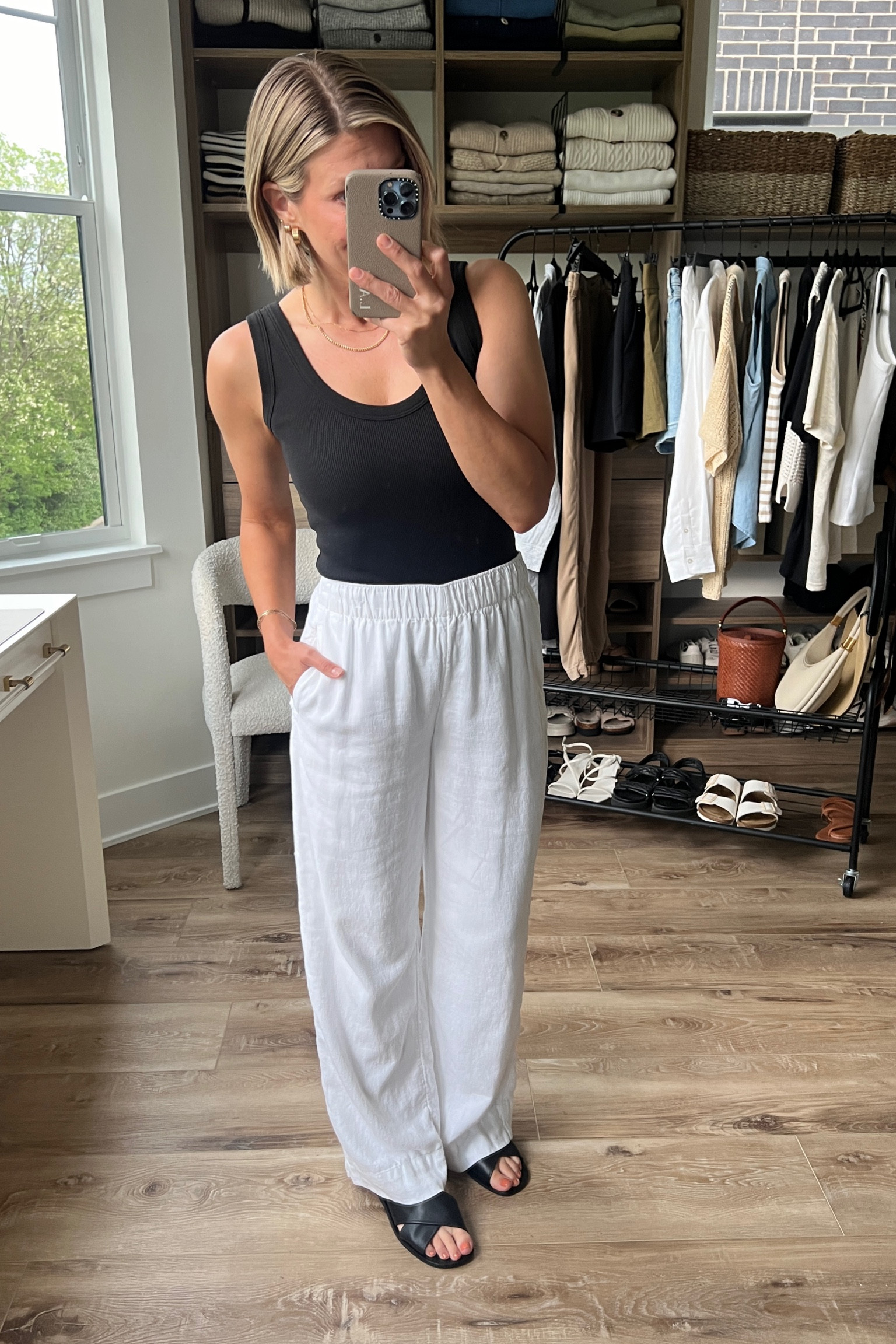 Wearing small linen pants 

#LTKstyletip #LTKfindsunder50 #LTKfindsunder100