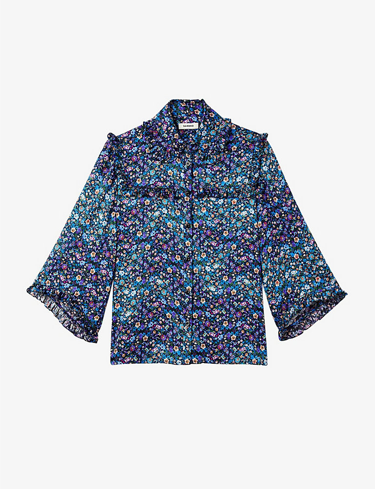 Alvadia floral-print ruffled silk shirt | Selfridges