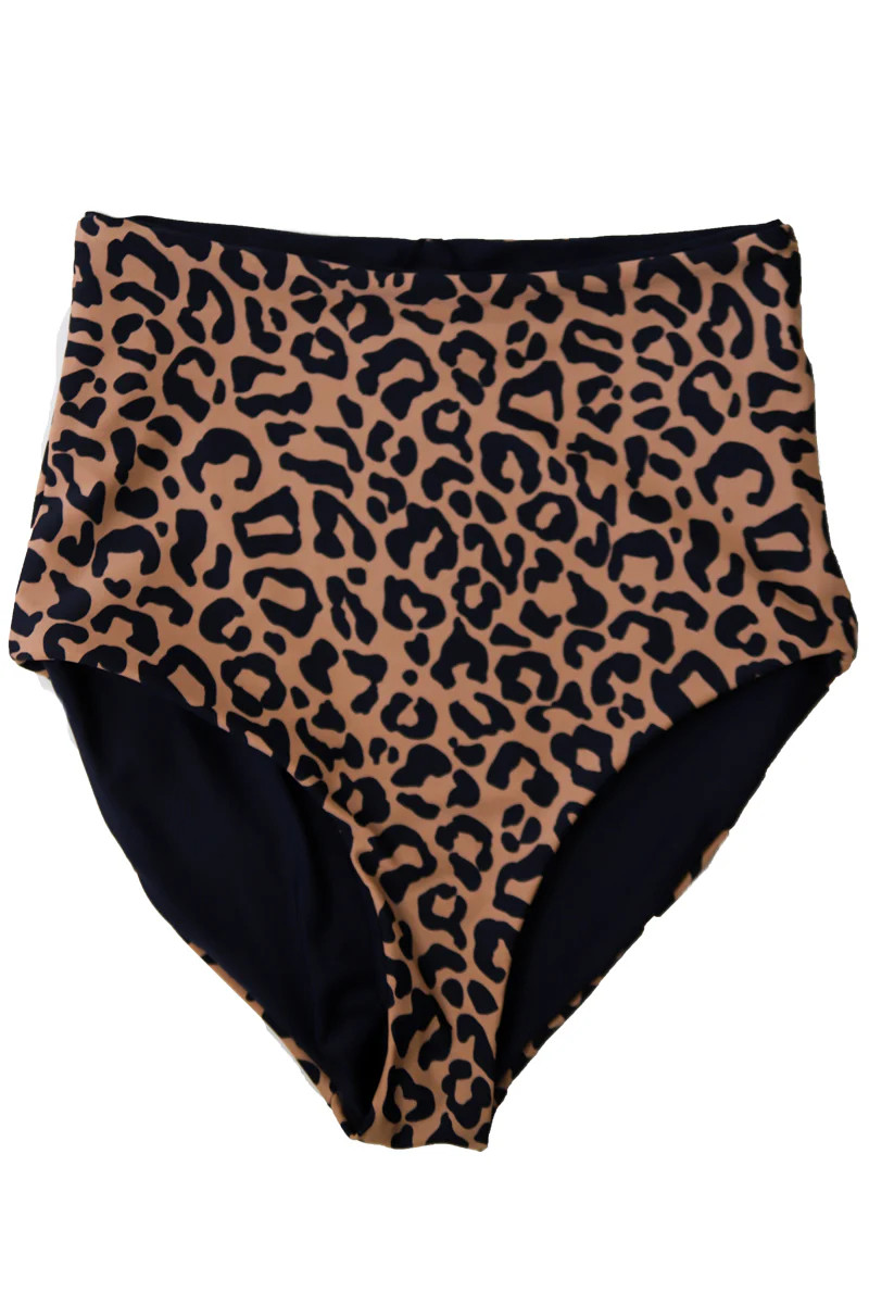 Leisure Reversible Bottoms |  Black & Leopard Print | Coral Reef Swim