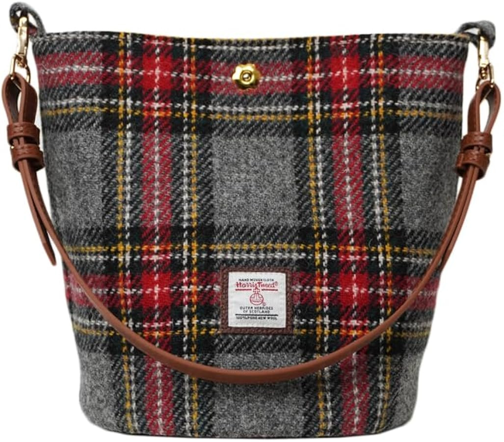 Harris Tweed Bucket bag Shoulder bag Handbag for Women with Microfiber-leather Strap,9.8 * 8.6 * ... | Amazon (US)