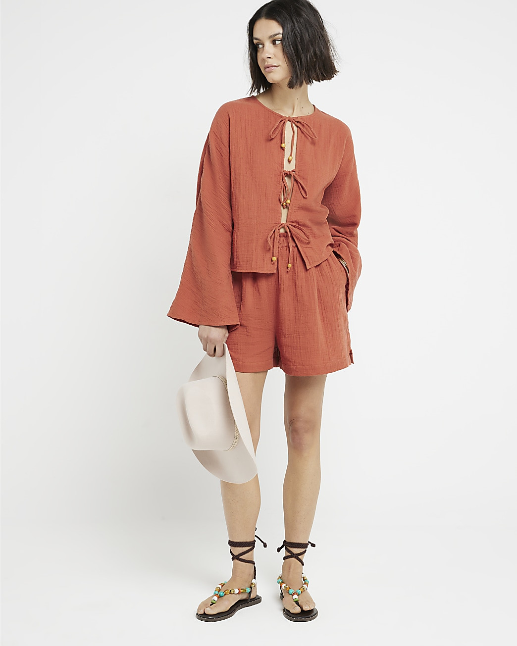 Rust textured shorts | River Island (UK & IE)