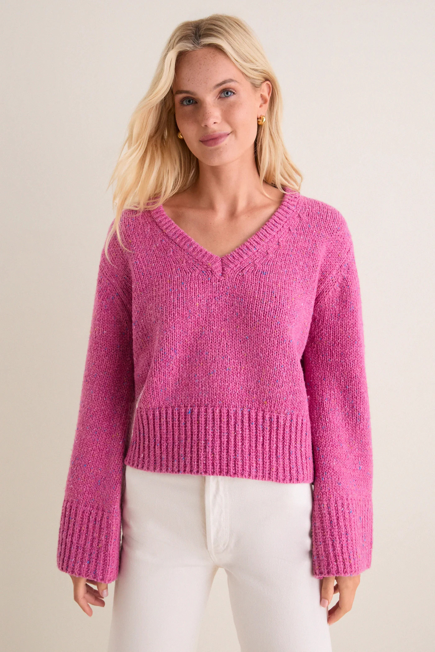Marled Berry V-Neck Ashley Sweater | Tuckernuck (US)