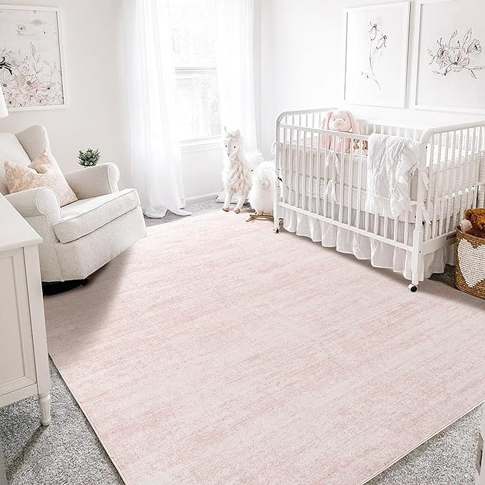 Light Pink Rug 5x7 for Nursery Bedroom,Abstract Cute Modern Washable Boho Area Rugs for Girls Roo... | Amazon (US)