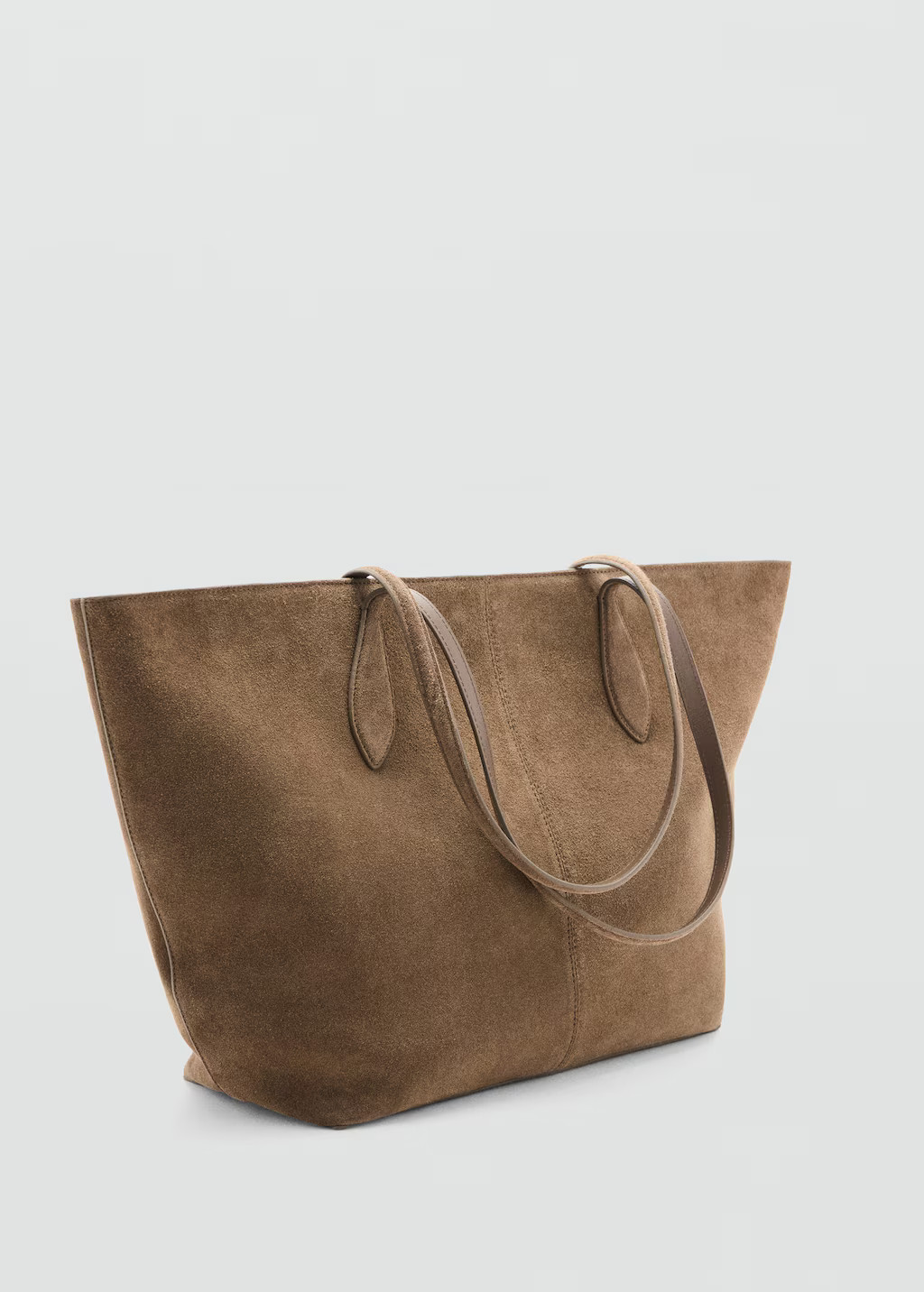 Suede shopper bag medium brown - Woman - One size - MANGO | Mango (US/MX/AU)
