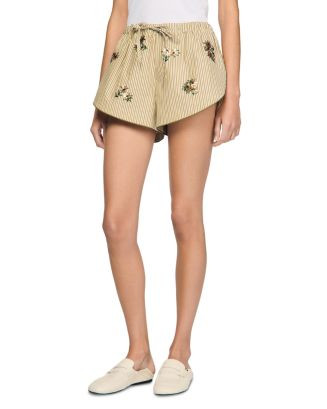 Floral Embroidered Striped Shorts | Bloomingdale's (US)