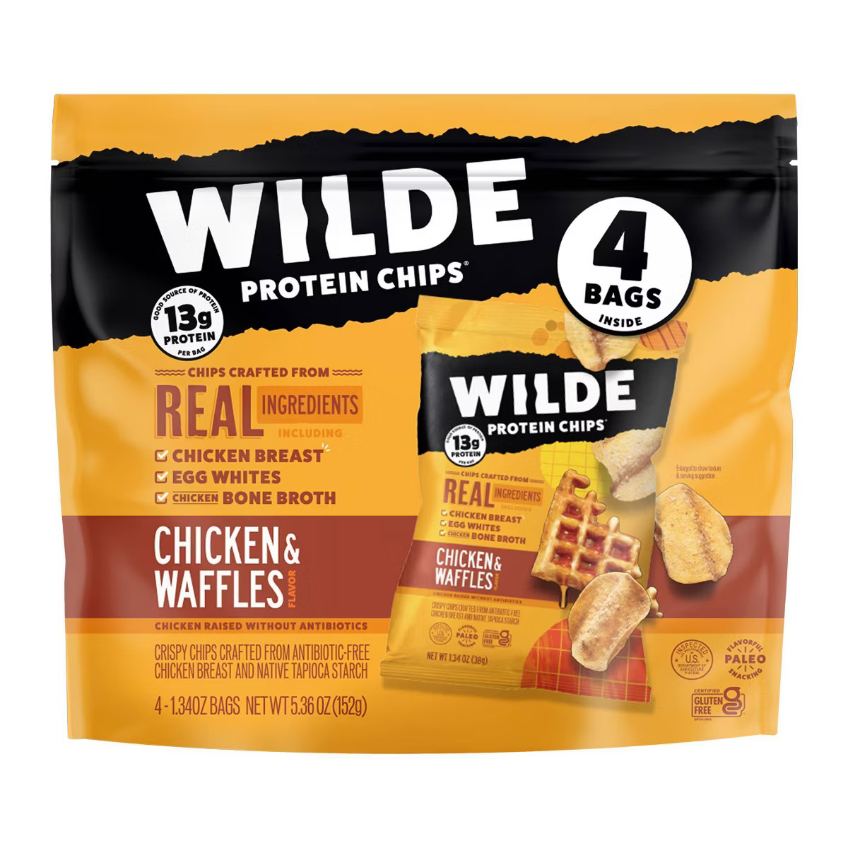 Wilde Brand Protein Chips - Chicken & Waffles - 4ct | Target