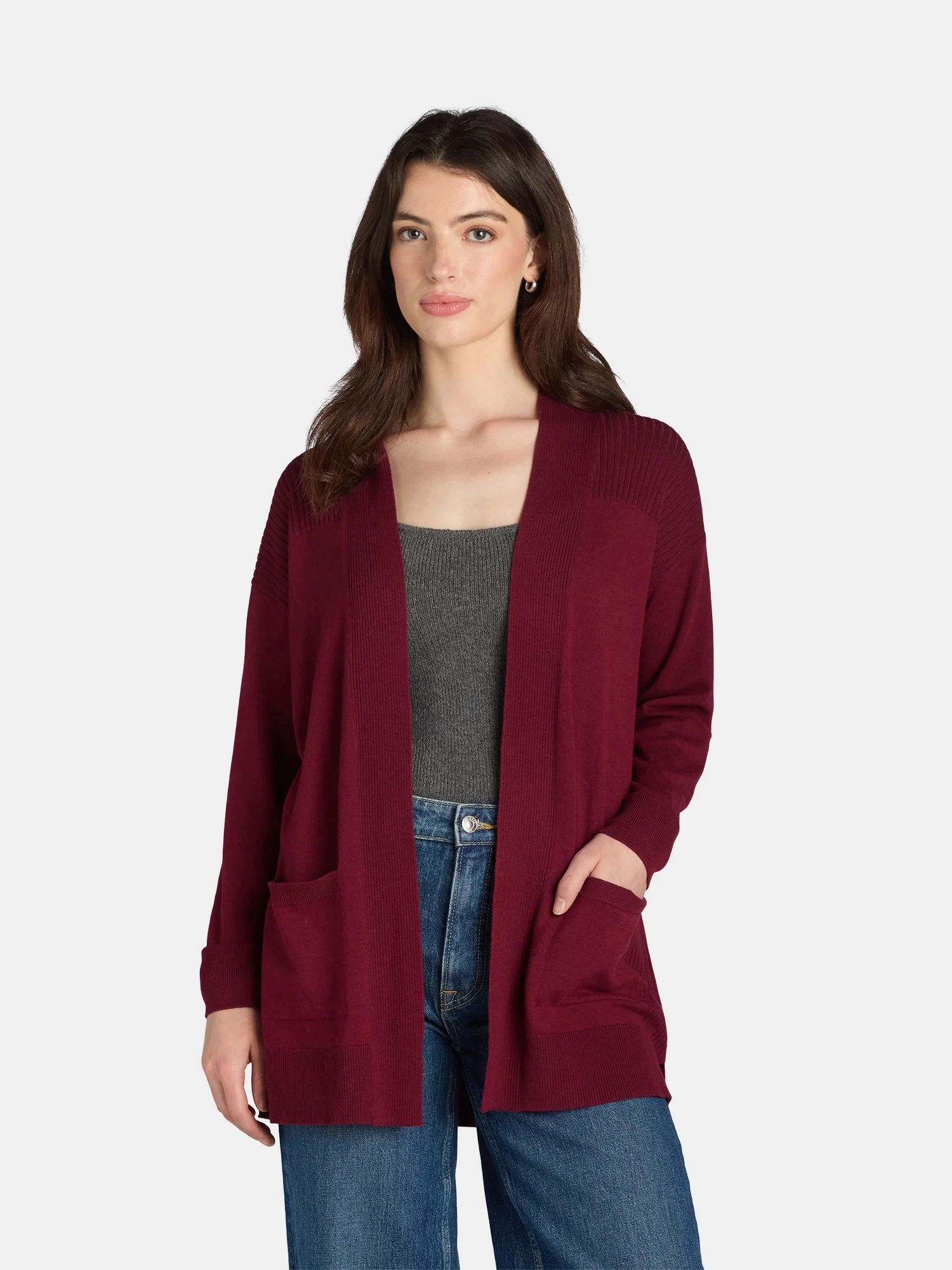 Time and Tru Women's Open Front Cardigan Sweater, Lightweight, Sizes XS-XXXL | Walmart (US)