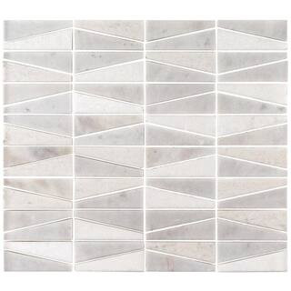 Meander White/Grey 10.625 in. x 12 in. Interlocking Honed Marble Wall and Floor Mosaic Tile (0.88... | The Home Depot