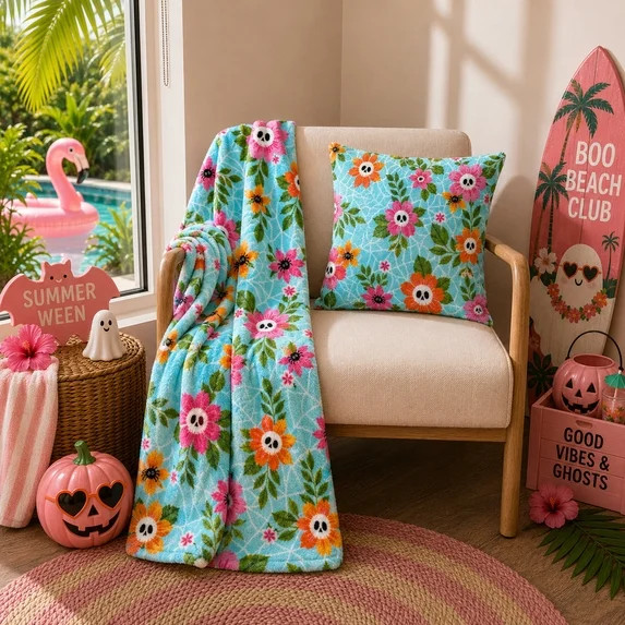 Summer Ween Oversize Super Soft Plush Throw Blankets, Patio Pool Halloween Throws, FLORAL | Walmart (US)