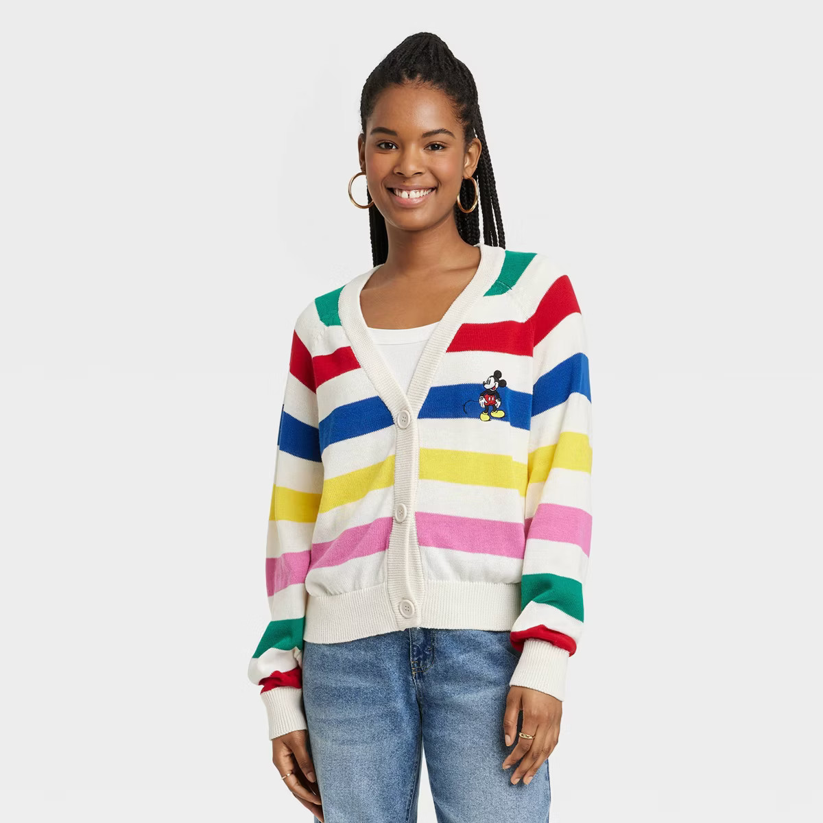 Women's Disney 100 Striped Graphic Cardigan | Target
