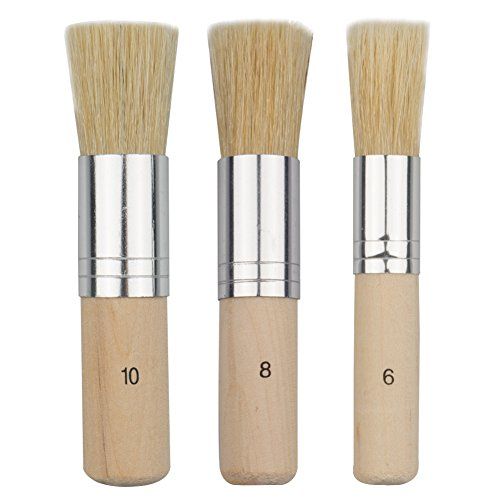 COCODE Wooden Stencil Brush (Set of 3), Natural Bristle Brushes Perfect for Acrylic Painting, Oil Pa | Amazon (US)