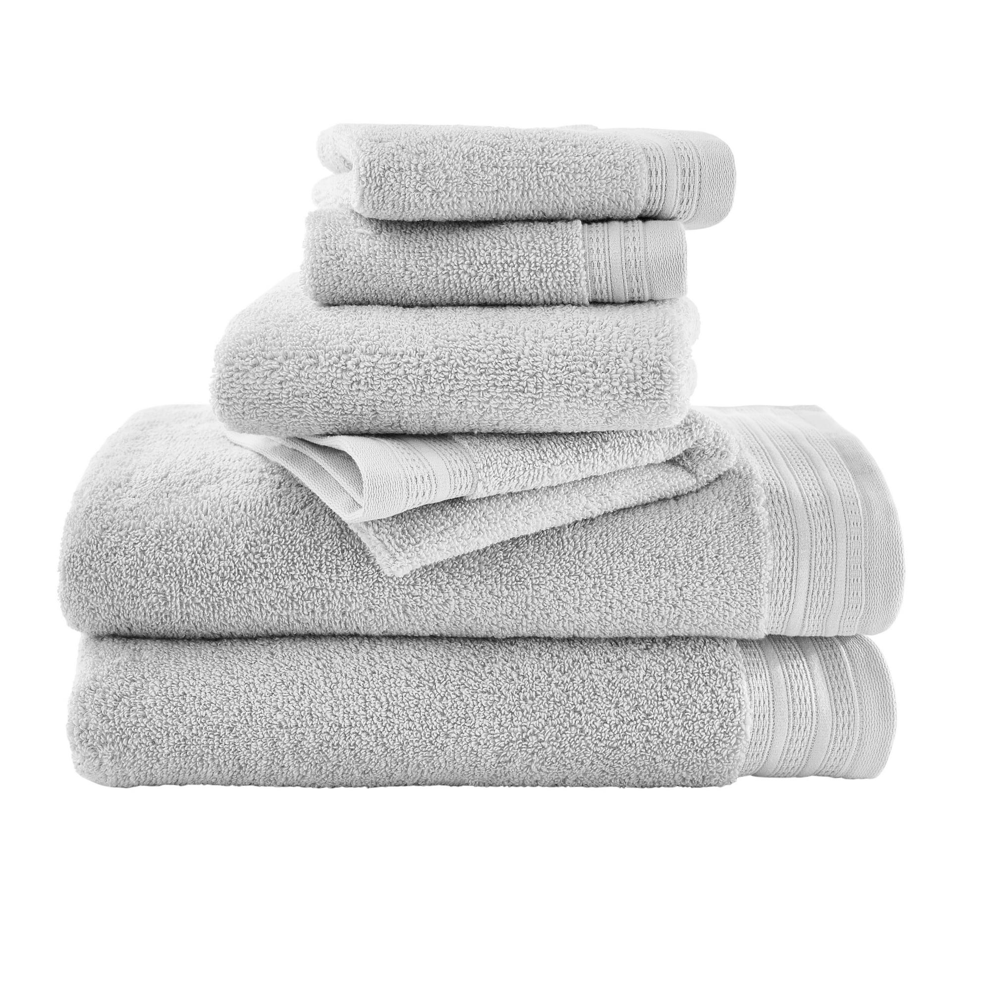 Hotel Style 6-Piece Egyptian Cotton Tencel Lyocell, Bath Towel Set, Platinum Silver - Walmart.com | Walmart (US)