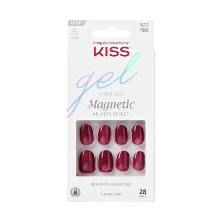 KISS Gel Fantasy Magnetic Press On Nails, ‘Set Us Free’, Red, Short Oval, 28 Count | Walmart (US)