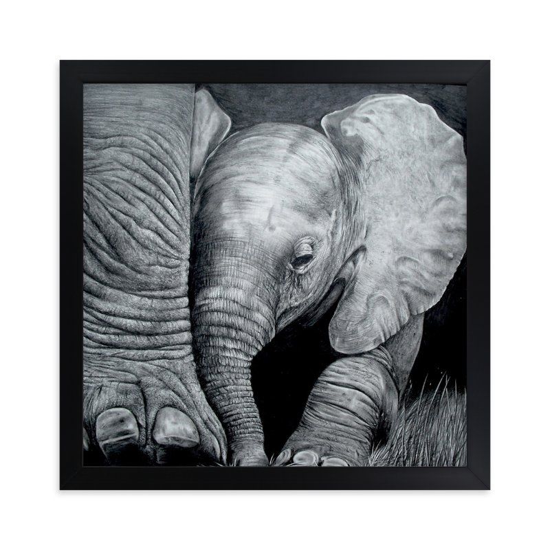 "Mommy's Baby Elephant" - Drawing Art Print by Jerry Winick. | Minted