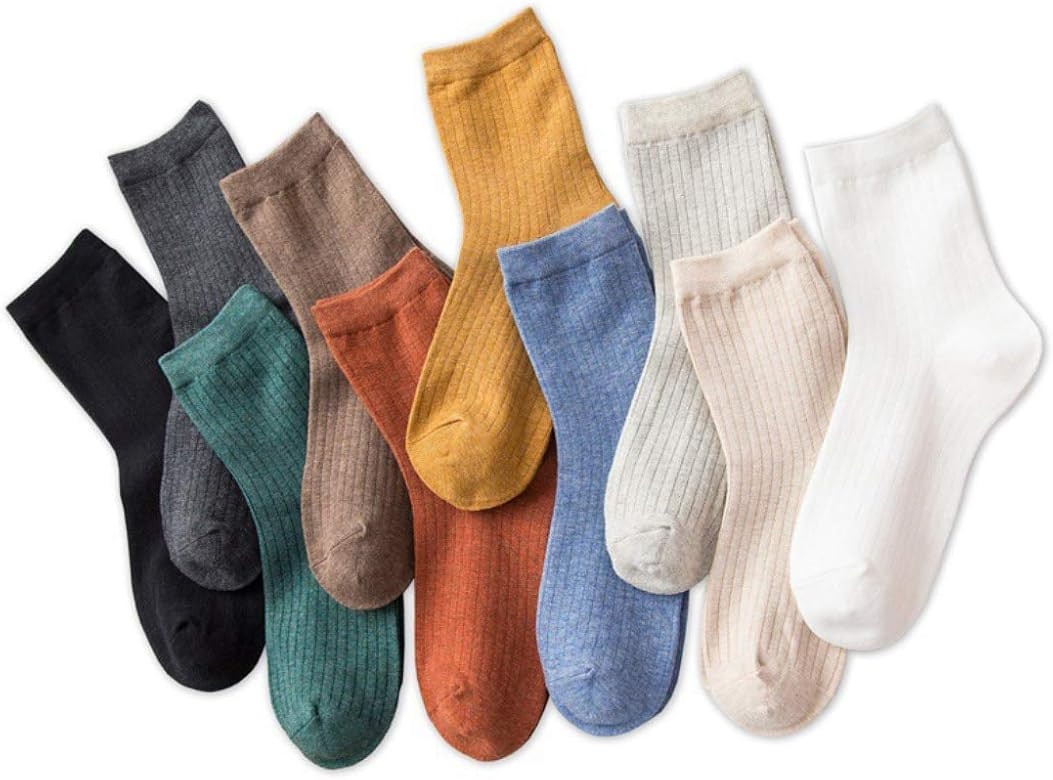 TeenFighter 10 Pairs of Comfortable Casual Cotton Socks for Women, Crew Size for Sports, Solid Co... | Amazon (US)