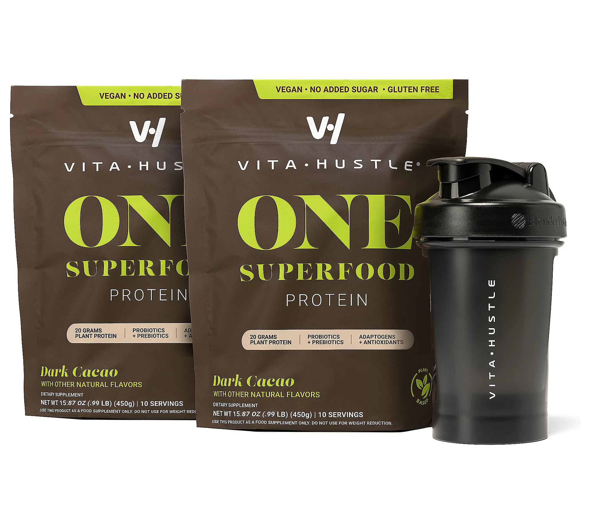 VitaHustle ONE Superfood Protein Shake with Shaker Bottle | QVC