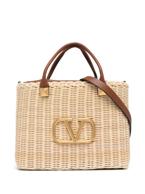 VLogo Signature wicker tote bag | Farfetch (UK)