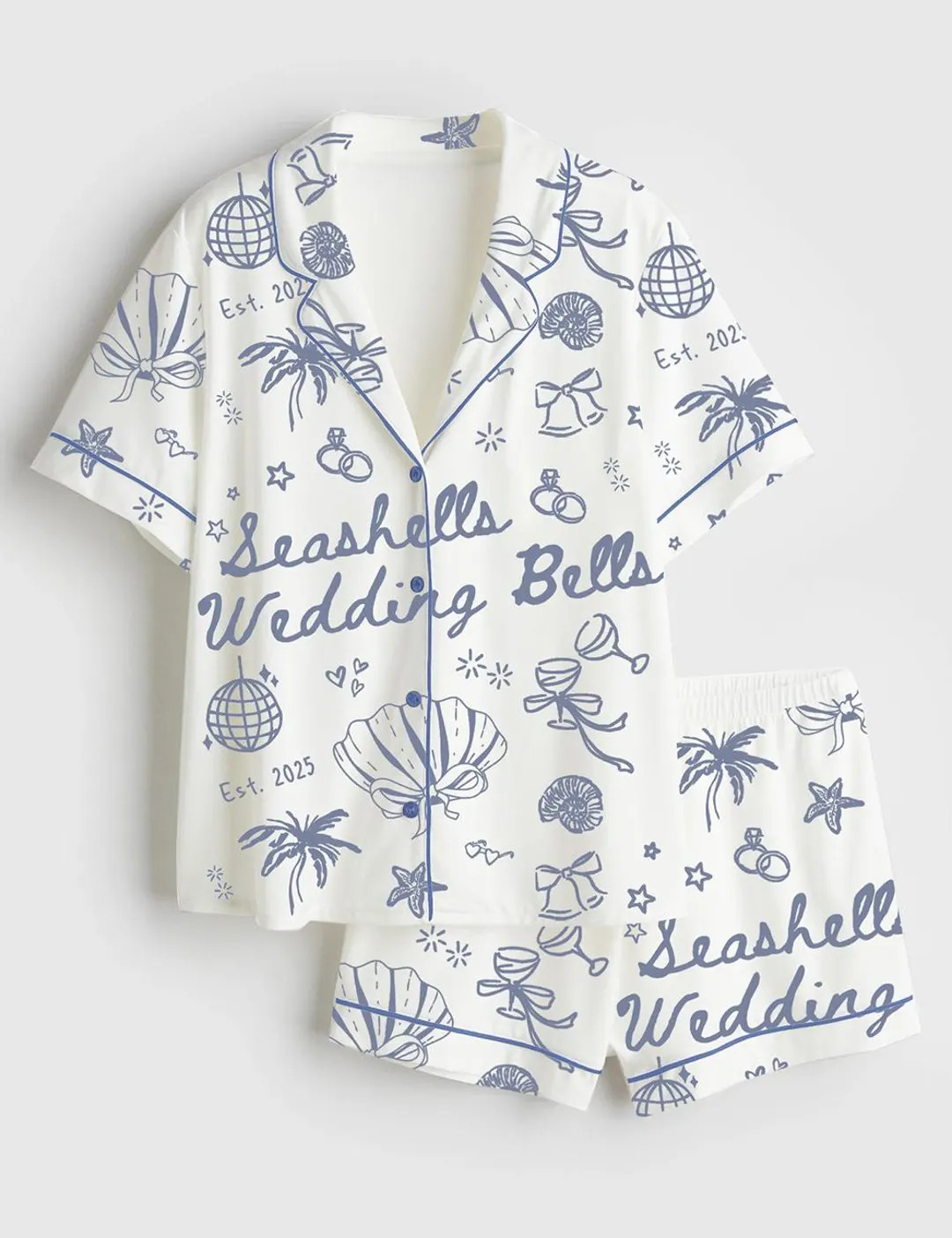 2026 Seashells And Wedding Bells Bachelorette Beach Bachelorette Seashell Hens Party Satin Pajama... | Etsy (US)