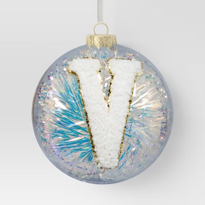 Christmas Monogram Plastic Tinsel Ball V - Wondershop™ | Target