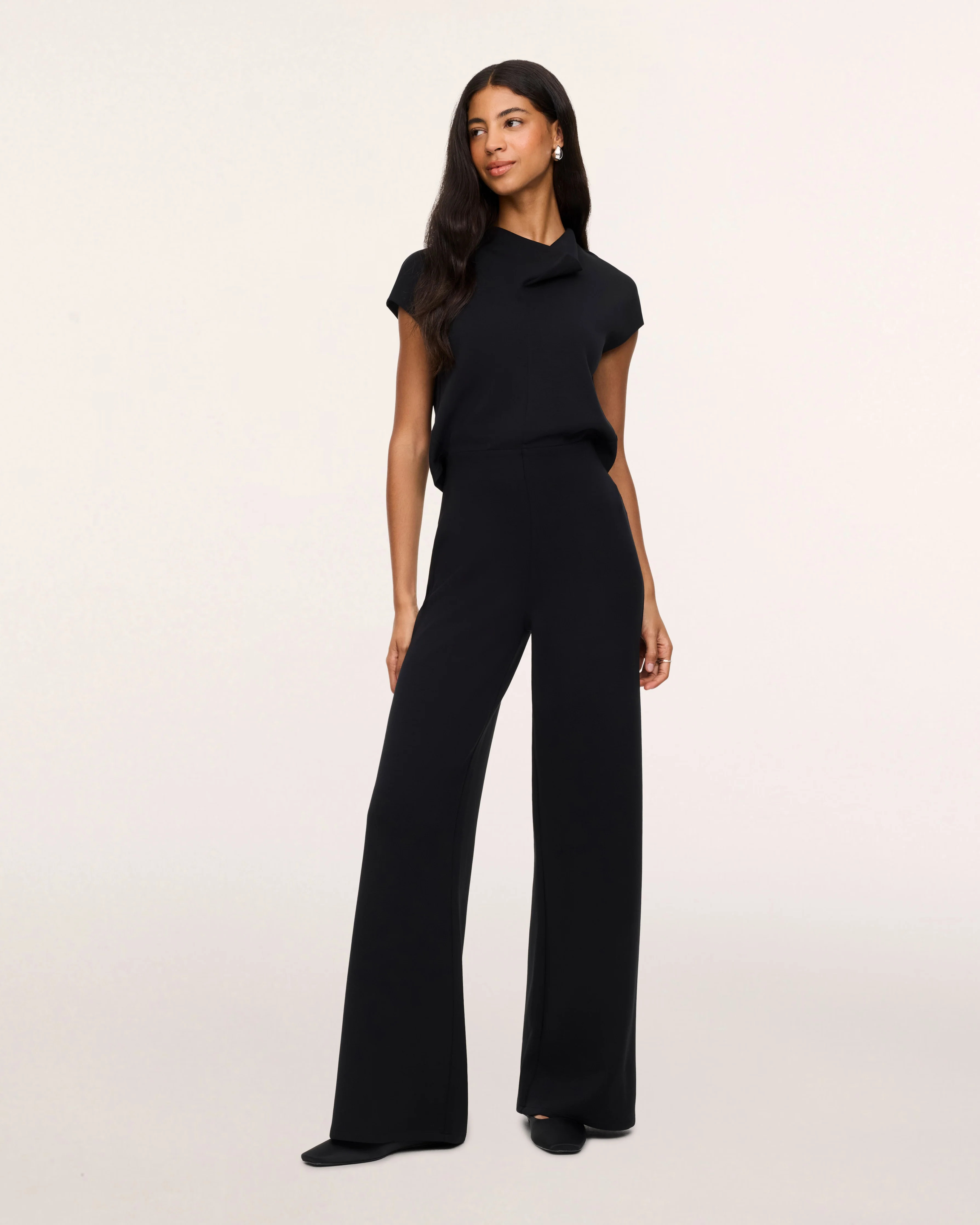 SPANX AirEssentials® Draped Cowl Neck Jumpsuit | Very Black Petite / XL | Spanx