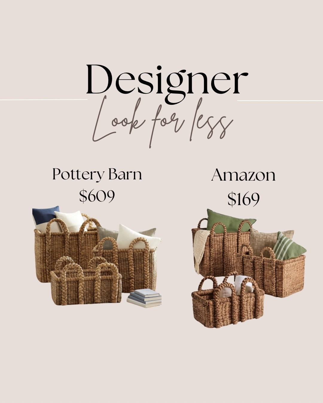 Talk about a near identical look for less! The pottery barn beachcomber totes have been a favorite for years and this is the first I’ve seen of such a close lookalike! 
Designer home decor looks for less, pottery barn dupe, chunky woven baskets

#LTKSeasonal #LTKHome #LTKSaleAlert