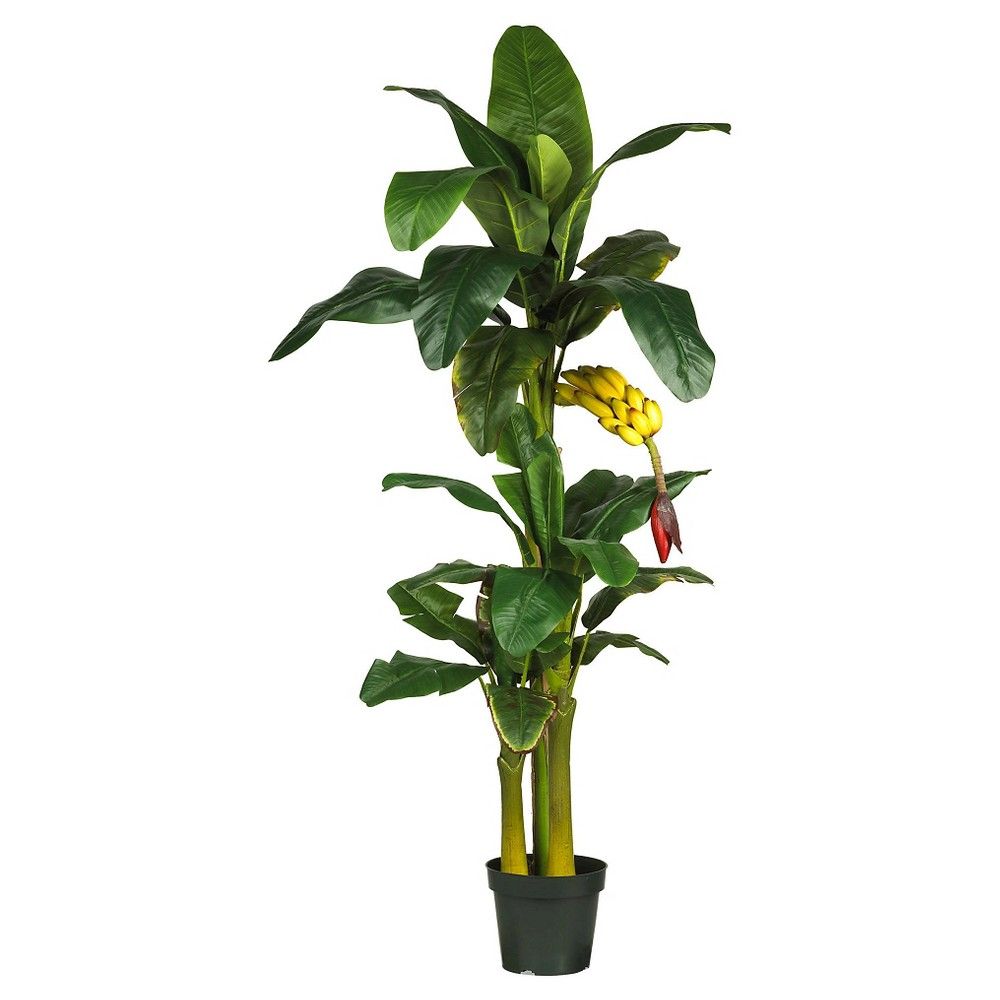 Nearly Natural Triple Stalk Banana Silk Tree (6"") | Target