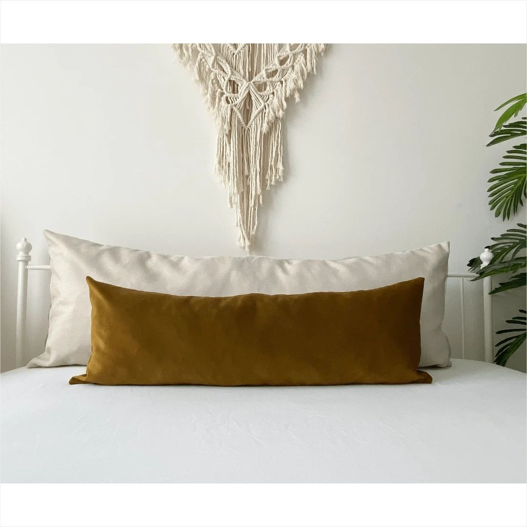 Extra Long Lumbar Pillow Cover, Copper Bronze Velvet Throw Pillow, All Custom Size, Velvet Decora... | Etsy (US)