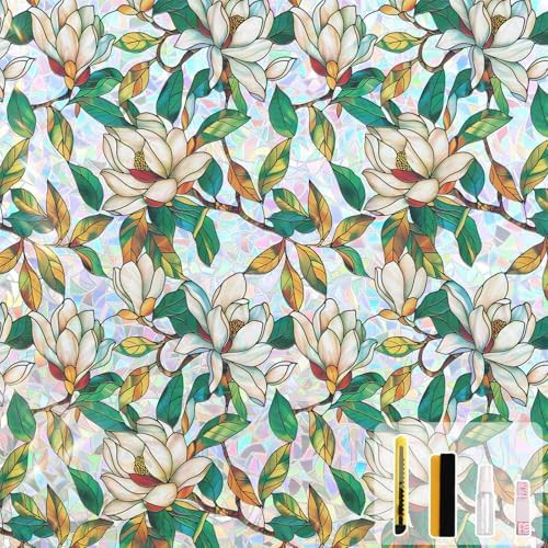 Kromapolis Window Privacy Film, Stained Glass Sticker Floral Window Clings, Decorative Static Cli... | Amazon (US)