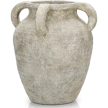 Handmade Flower Vase, 9.8" Tall Terracotta Vase, Vintage Ceramic vase, Rustic Green Antique Decor... | Amazon (US)