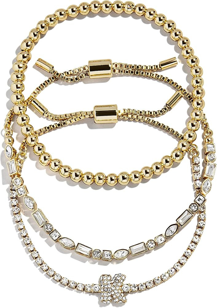 BaubleBar Three Bracelet Gift Set for Women, Gold-Plated Initial Beaded Bracelets, Fashion Jewelr... | Amazon (US)