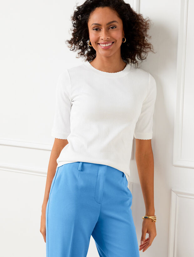 Scallop Trim Crewneck Tee | Talbots