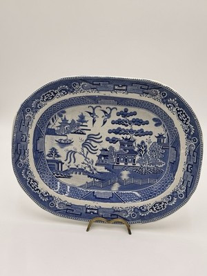 Staffordshire Blue Willow Transfer Wear 19th Century-Large Platter - Antique G | eBay US