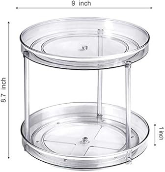 2-Tier Lazy Susan Turntable Food Storage Container for Kitchen, Cabinets, Pantry, Refrigerator, Coun | Amazon (US)