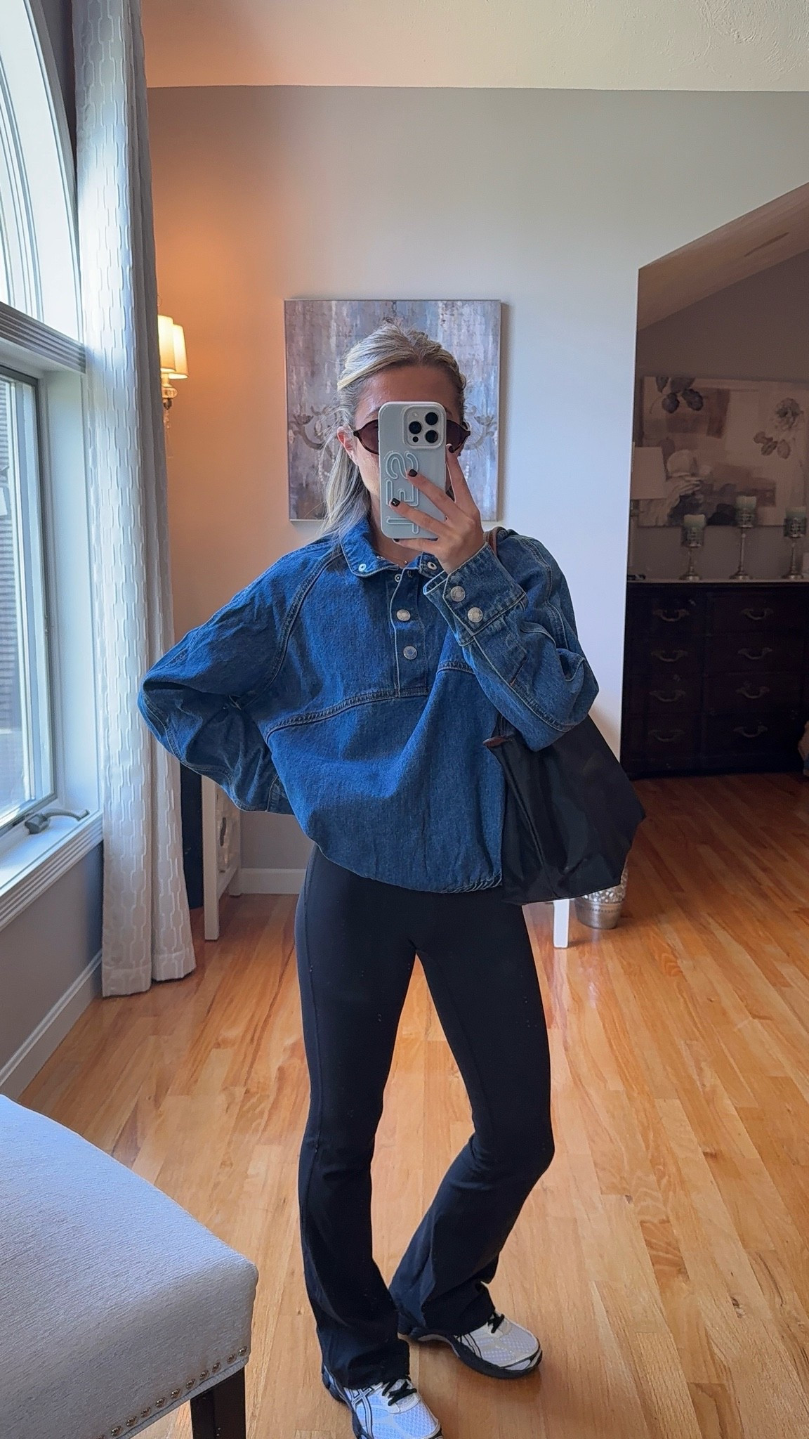 wearing a xs in denim jacket and 0 in leggings

#LTKootd #LTKSeasonal #LTKU